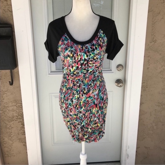 BCBGeneration Multicolor Bubble Hem Short Sleeve Dress Size S - Picture 3 of 7